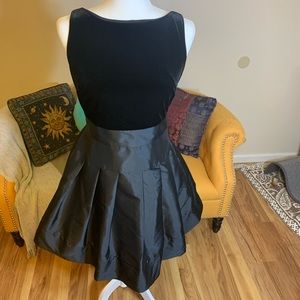 Black Velvet and Silk Cocktail Dress with Pockets